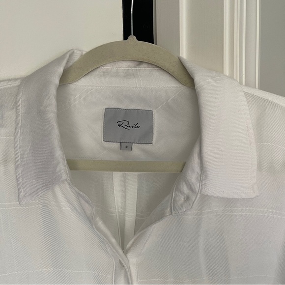 Hunter Plaid Shirt Light Ivory Check Button Down Blouse - Picture 5 of 7